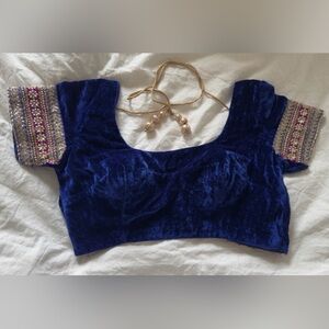 Brand new Velvet embroidered festive Indian Pakistani blouse for Sari & lehenga